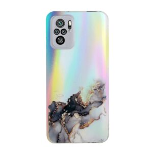 Xiaomi Redmi Note 10 4G / Note 10S / Poco M5s Θήκη Σιλικόνης Μάρμαρο Μαύρο Laser Marble Pattern Clear TPU Shockproof Protective