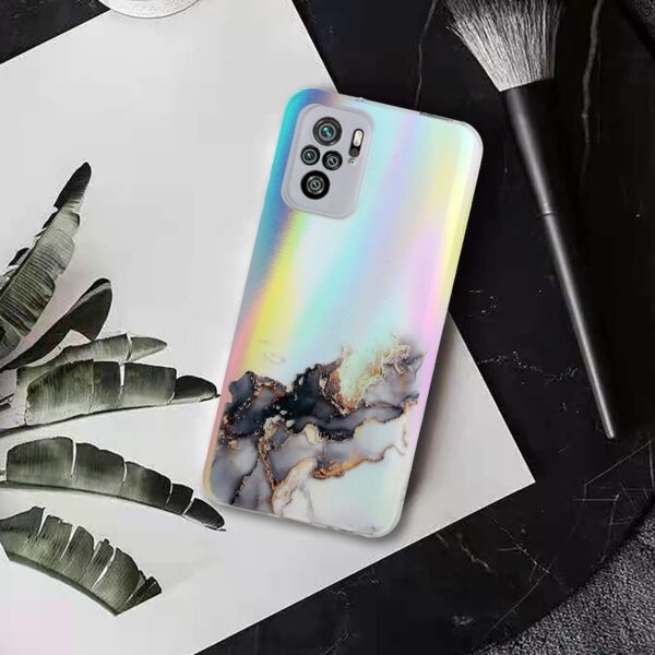 Xiaomi Redmi Note 10 4G / Note 10S / Poco M5s Θήκη Σιλικόνης Μάρμαρο Μαύρο Laser Marble Pattern Clear TPU Shockproof Protective