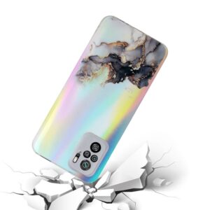 Xiaomi Redmi Note 10 4G / Note 10S / Poco M5s Θήκη Σιλικόνης Μάρμαρο Μαύρο Laser Marble Pattern Clear TPU Shockproof Protective