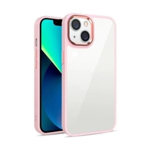 Forcell iPhone 14 Plus Θήκη Με Πλαίσιο Σιλικόνης Διάφανη - Pink