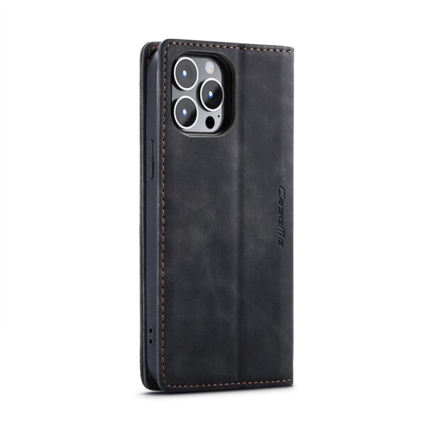 iPhone 14 Pro Max Θήκη Βιβλίο Μαύρο CaseMe-013 Multifunctional Retro Frosted Phone Case Black