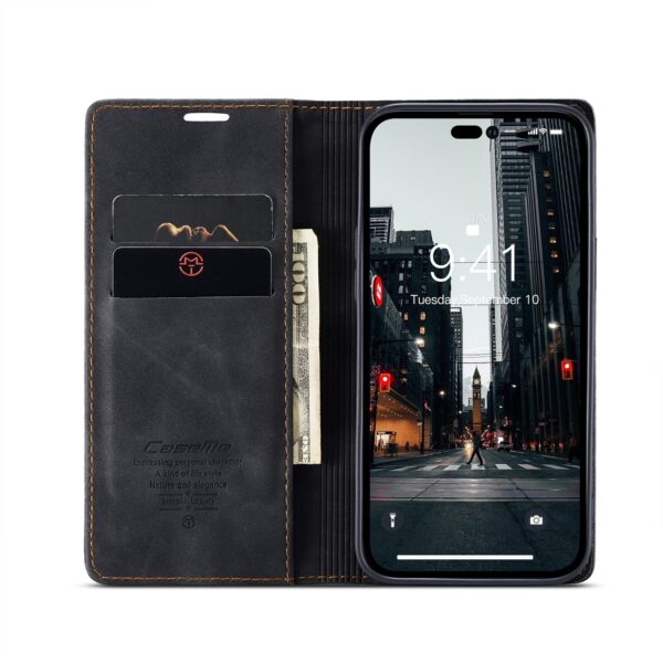 iPhone 14 Pro Max Θήκη Βιβλίο Μαύρο CaseMe-013 Multifunctional Retro Frosted Phone Case Black