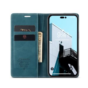 iPhone 14 Pro Max Θήκη Βιβλίο Μπλε CaseMe-013 Multifunctional Retro Frosted Phone Case Blue