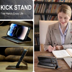 iPhone 14 Pro Θήκη Βιβλίο Καφέ CaseMe 003 Crazy Horse Texture Phone Case Coffee