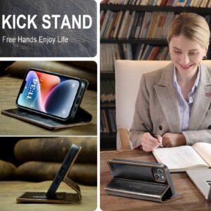 iPhone 14 Plus Θήκη Βιβλίο Καφέ CaseMe 003 Crazy Horse Texture Phone Case Coffee