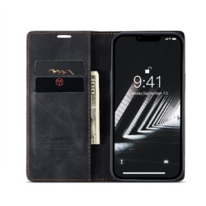 iPhone 14 Θήκη Βιβλίο Μαύρο CaseMe-013 Multifunctional Retro Frosted Phone Case Black