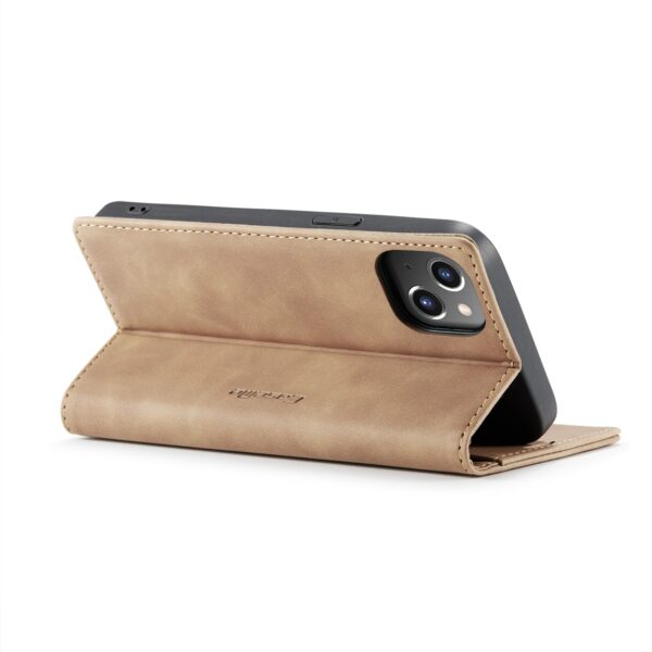 iPhone 14 Θήκη Βιβλίο Καφέ CaseMe-013 Multifunctional Retro Frosted Phone Case Brown