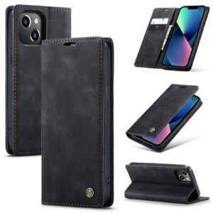 iPhone 14 Plus Θήκη Βιβλίο Μαύρο CaseMe-013 Multifunctional Retro Frosted Phone Case Black