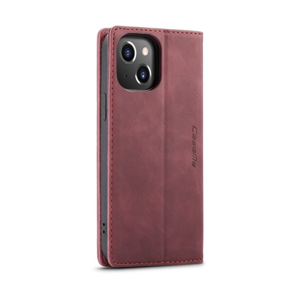 iPhone 14 Plus Θήκη Βιβλίο Μπορντό CaseMe-013 Multifunctional Retro Frosted Phone Case Wine Red