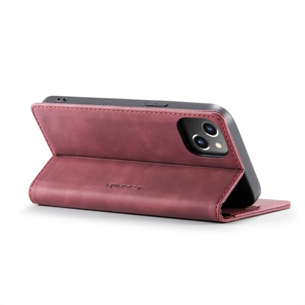 iPhone 14 Plus Θήκη Βιβλίο Μπορντό CaseMe-013 Multifunctional Retro Frosted Phone Case Wine Red