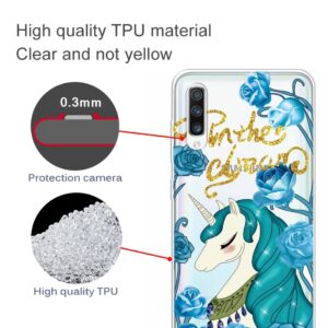 Samsung Galaxy A70 Θήκη Σιλικόνης Coloured Drawing Pattern Highly Transparent TPU Protective Case Blueflower Unicorn