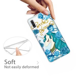 Samsung Galaxy A70 Θήκη Σιλικόνης Coloured Drawing Pattern Highly Transparent TPU Protective Case Blueflower Unicorn