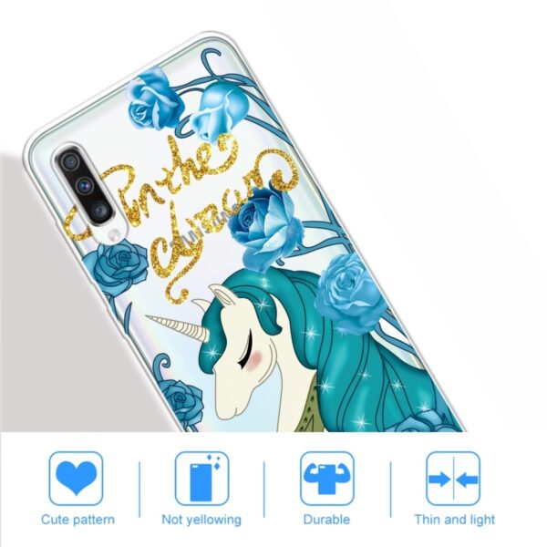 Samsung Galaxy A70 Θήκη Σιλικόνης Coloured Drawing Pattern Highly Transparent TPU Protective Case Blueflower Unicorn