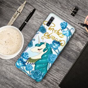 Samsung Galaxy A70 Θήκη Σιλικόνης Coloured Drawing Pattern Highly Transparent TPU Protective Case Blueflower Unicorn