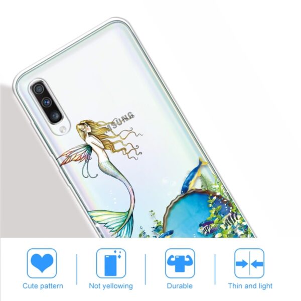 Samsung Galaxy A70 Θήκη Σιλικόνης Γοργόνα Coloured Drawing Pattern Highly Transparent TPU Protective Case Mermaid
