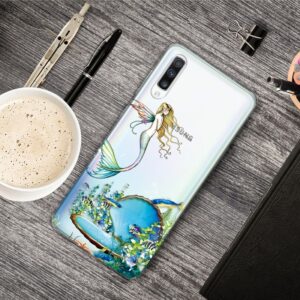 Samsung Galaxy A70 Θήκη Σιλικόνης Γοργόνα Coloured Drawing Pattern Highly Transparent TPU Protective Case Mermaid