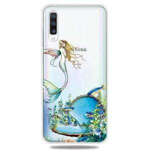 Samsung Galaxy A70 Θήκη Σιλικόνης Γοργόνα Coloured Drawing Pattern Highly Transparent TPU Protective Case Mermaid