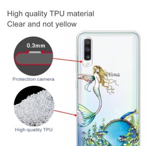 Samsung Galaxy A70 Θήκη Σιλικόνης Γοργόνα Coloured Drawing Pattern Highly Transparent TPU Protective Case Mermaid