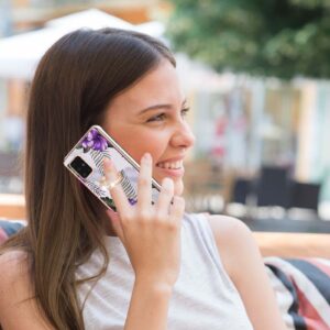 Samsung Galaxy A51 Θήκη Σιλικόνης Μωβ Λουλούδια Electroplating IMD TPU Phone Case with Ring Purple Flower