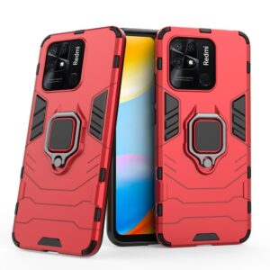 Xiaomi Redmi 10C Σκληρή Θήκη Κόκκινη Με Σταντ Shockproof PC + TPU Phone Case with Magnetic Ring Holder Red