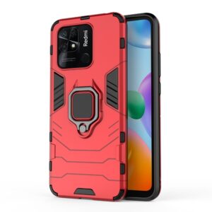 Xiaomi Redmi 10C Σκληρή Θήκη Κόκκινη Με Σταντ Shockproof PC + TPU Phone Case with Magnetic Ring Holder Red