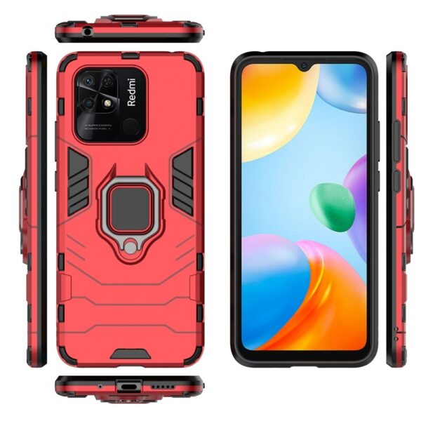 Xiaomi Redmi 10C Σκληρή Θήκη Κόκκινη Με Σταντ Shockproof PC + TPU Phone Case with Magnetic Ring Holder Red