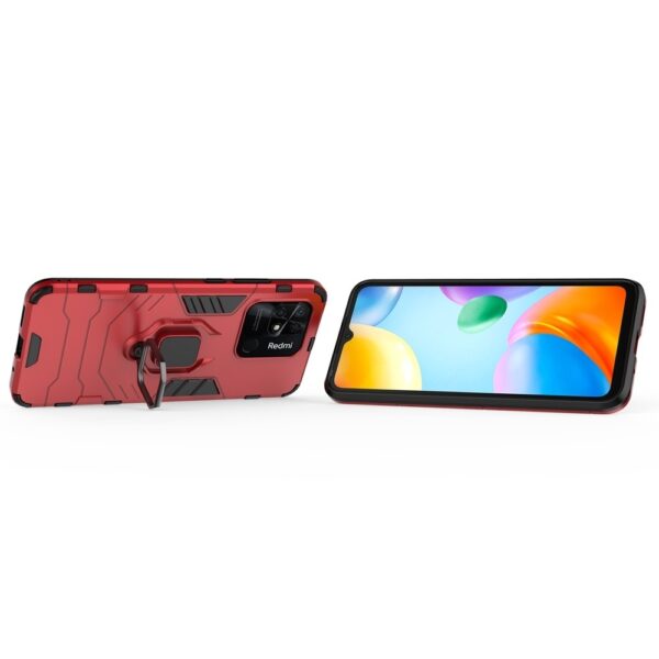 Xiaomi Redmi 10C Σκληρή Θήκη Κόκκινη Με Σταντ Shockproof PC + TPU Phone Case with Magnetic Ring Holder Red