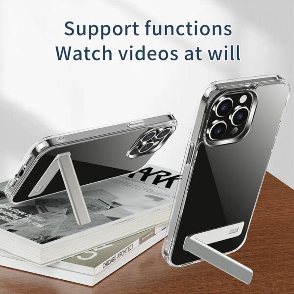 iPhone 13 Pro Max Θήκη Σιλικόνης Διάφανη Με Σταντ Four Corner Airbag Shockproof Holder Phone Case Transparent