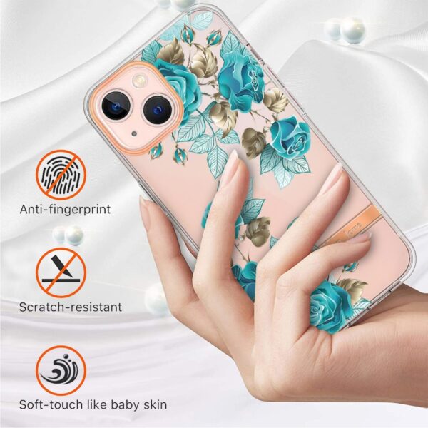iPhone 14 Θήκη Σιλικόνης Μπλε Τριαντάφυλλα Flowers and Plants Series IMD TPU Phone Case Blue Rose