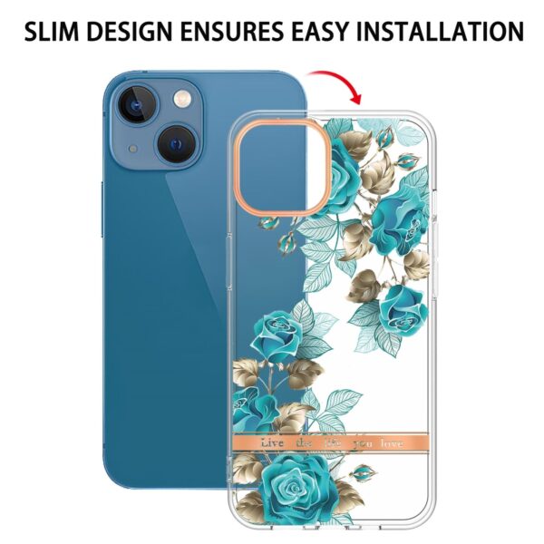 iPhone 14 Θήκη Σιλικόνης Μπλε Τριαντάφυλλα Flowers and Plants Series IMD TPU Phone Case Blue Rose