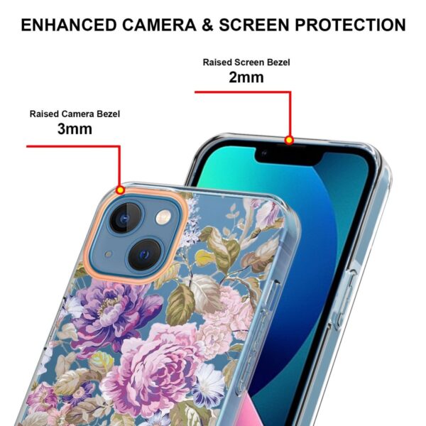 iPhone 14 Θήκη Σιλικόνης Μωβ Παιώνια Flowers and Plants Series IMD TPU Phone Case Purple Peony