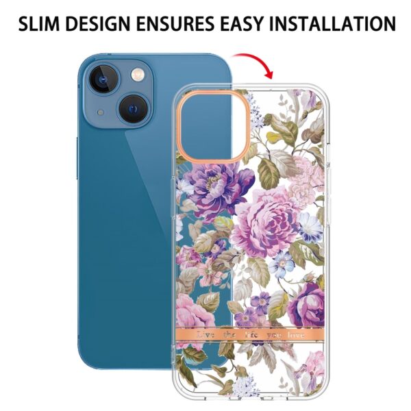 iPhone 14 Θήκη Σιλικόνης Μωβ Παιώνια Flowers and Plants Series IMD TPU Phone Case Purple Peony