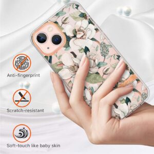 iPhone 14 Θήκη Σιλικόνης Πράσινη Γαρδένια Flowers and Plants Series IMD TPU Phone Case Green Gardenia