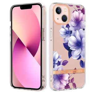 iPhone 14 Plus Θήκη Σιλικόνης Μωβ Βιγόνια Flowers and Plants Series IMD TPU Phone Case Purple Begonia