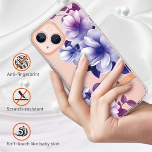 iPhone 14 Plus Θήκη Σιλικόνης Μωβ Βιγόνια Flowers and Plants Series IMD TPU Phone Case Purple Begonia
