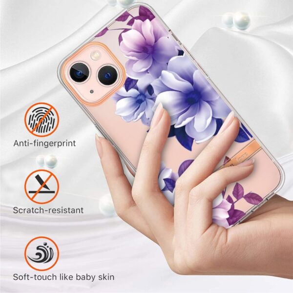 iPhone 14 Plus Θήκη Σιλικόνης Μωβ Βιγόνια Flowers and Plants Series IMD TPU Phone Case Purple Begonia