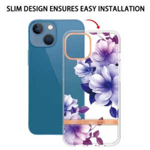 iPhone 14 Plus Θήκη Σιλικόνης Μωβ Βιγόνια Flowers and Plants Series IMD TPU Phone Case Purple Begonia