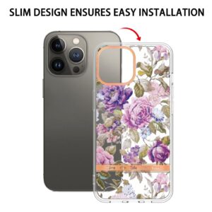 iPhone 14 Pro Θήκη Σιλικόνης Μωβ Παιώνια Flowers and Plants Series IMD TPU Phone Case Purple Peony