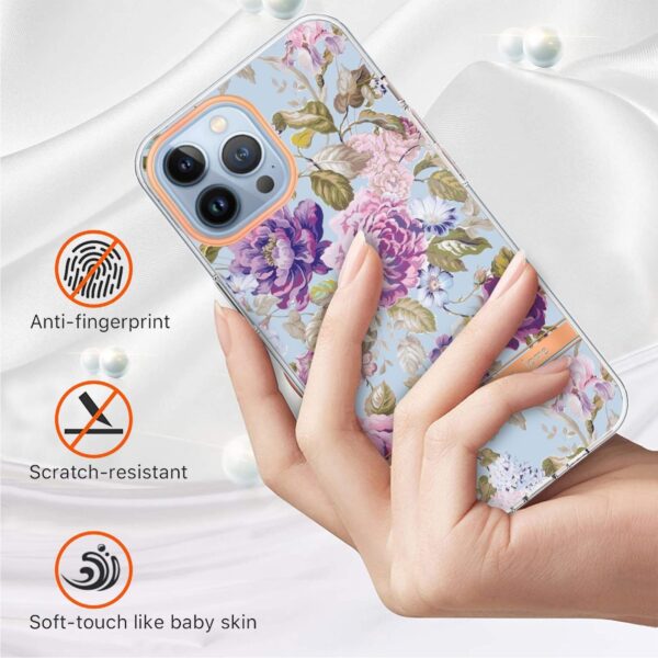 iPhone 14 Pro Θήκη Σιλικόνης Μωβ Παιώνια Flowers and Plants Series IMD TPU Phone Case Purple Peony