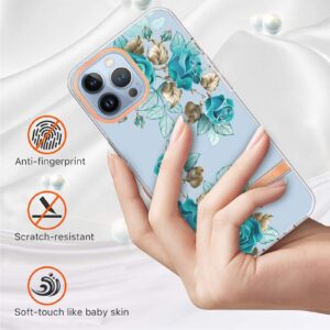 iPhone 14 Pro Θήκη Σιλικόνης Μπλε Τριαντάφυλλα Flowers and Plants Series IMD TPU Phone Case Blue Rose