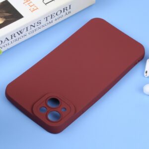 iPhone 14 Plus Θήκη Σιλικόνης Μπορντό Liquid Silicone Full Coverage Phone Case Wine Red