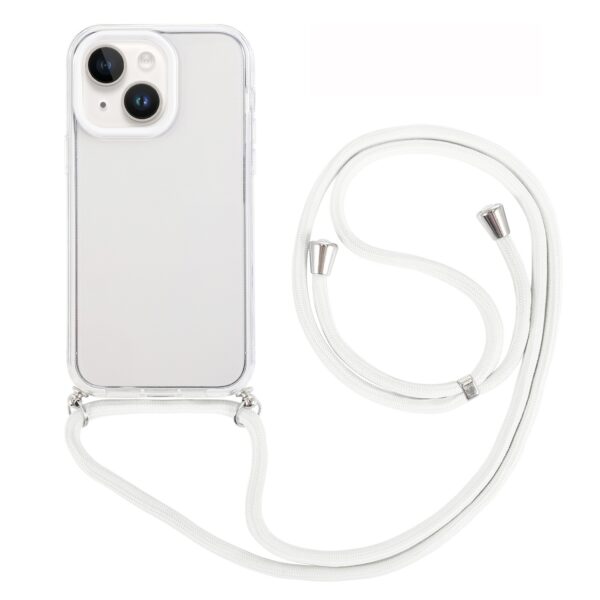 iPhone 14 Θήκη με Λουράκι Shockproof Transparent TPU Protective Case with Lanyard White iPhone 14 Θήκη με Λουράκι Shockproof Transparent TPU Protective Case with Lanyard White