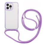 iPhone 14 Pro Θήκη με Λουράκι Shockproof Transparent TPU Protective Case with Lanyard Purple