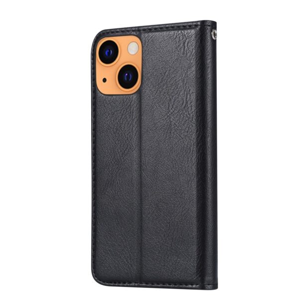 iPhone 14 Plus Θήκη Βιβλίο Μαύρο Knead Skin Texture Horizontal Flip Case Black