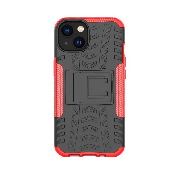 iPhone 14 Θήκη Κόκκινη Tire Texture Shockproof TPU+PC Phone Case with Holder Red
