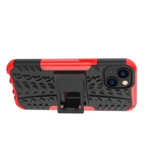 iPhone 14 Θήκη Κόκκινη Tire Texture Shockproof TPU+PC Phone Case with Holder Red