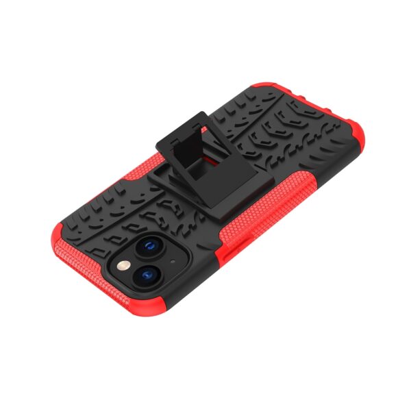 iPhone 14 Θήκη Κόκκινη Tire Texture Shockproof TPU+PC Phone Case with Holder Red