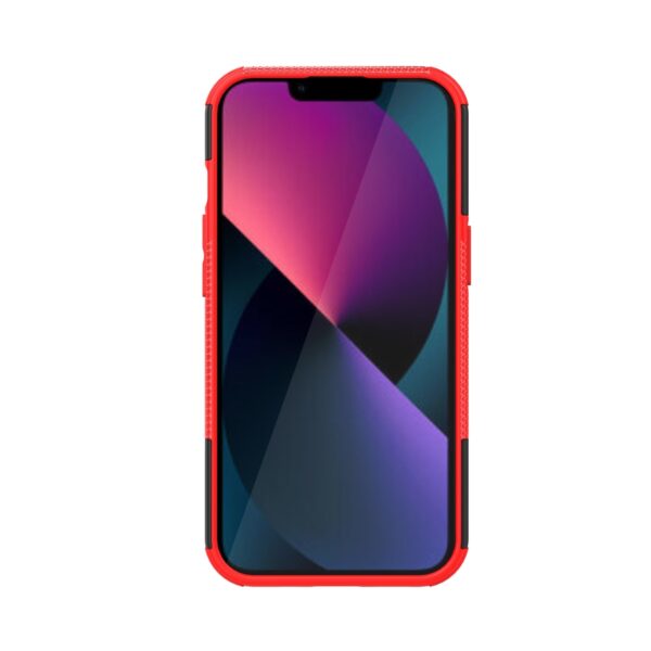 iPhone 14 Plus Θήκη Κόκκινη Tire Texture Shockproof TPU+PC Phone Case with Holder Red