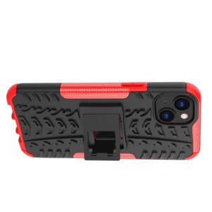 iPhone 14 Plus Θήκη Κόκκινη Tire Texture Shockproof TPU+PC Phone Case with Holder Red