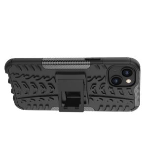 iPhone 14 Plus Θήκη Μαύρη Tire Texture Shockproof TPU+PC Phone Case with Holder Black